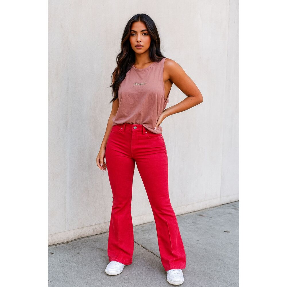 REVICE Red Venus Star Bootcut Flare Stitch Star Butt Pants Jeans Women's Size 27